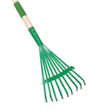 Maxbell Garden Rake 9 Tines Yard Rake Quick Clean up Leaf Rake for Garden Shrub Yard Green