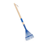 Maxbell Garden Rake 9 Tines Yard Rake Quick Clean up Leaf Rake for Garden Shrub Yard Blue
