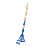 Maxbell Garden Rake 9 Tines Yard Rake Quick Clean up Leaf Rake for Garden Shrub Yard Blue