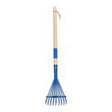 Maxbell Garden Rake 9 Tines Yard Rake Quick Clean up Leaf Rake for Garden Shrub Yard Blue