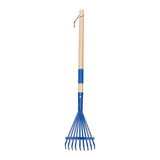 Maxbell Garden Rake 9 Tines Yard Rake Quick Clean up Leaf Rake for Garden Shrub Yard Blue