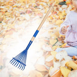 Maxbell Garden Rake 9 Tines Yard Rake Quick Clean up Leaf Rake for Garden Shrub Yard Blue