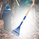 Maxbell Garden Rake 9 Tines Yard Rake Quick Clean up Leaf Rake for Garden Shrub Yard Blue