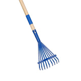 Maxbell Garden Rake 9 Tines Yard Rake Quick Clean up Leaf Rake for Garden Shrub Yard Blue