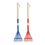 Maxbell Garden Rake 9 Tines Yard Rake Quick Clean up Leaf Rake for Garden Shrub Yard Blue