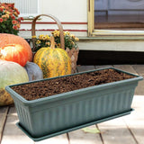 Maxbell Window Box Planter 17 inch Flower Box Pot for Windowsill Indoor Outdoor Yard dark green