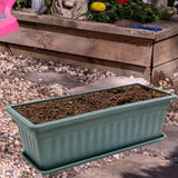 Maxbell Window Box Planter 17 inch Flower Box Pot for Windowsill Indoor Outdoor Yard dark green