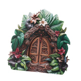 Maxbell Miniature Fairy Garden Door Wooden Garden Statue for Outdoor Lawn Decoration Green Leaf