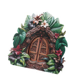 Maxbell Miniature Fairy Garden Door Wooden Garden Statue for Outdoor Lawn Decoration Green Leaf