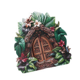 Maxbell Miniature Fairy Garden Door Wooden Garden Statue for Outdoor Lawn Decoration Green Leaf