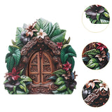 Maxbell Miniature Fairy Garden Door Wooden Garden Statue for Outdoor Lawn Decoration Green Leaf