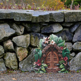 Maxbell Miniature Fairy Garden Door Wooden Garden Statue for Outdoor Lawn Decoration Green Leaf