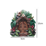 Maxbell Miniature Fairy Garden Door Wooden Garden Statue for Outdoor Lawn Decoration Green Leaf