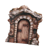 Maxbell Miniature Fairy Garden Door Wooden Garden Statue for Outdoor Lawn Decoration Brown Trunk
