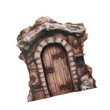 Maxbell Miniature Fairy Garden Door Wooden Garden Statue for Outdoor Lawn Decoration Brown Trunk
