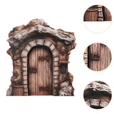 Maxbell Miniature Fairy Garden Door Wooden Garden Statue for Outdoor Lawn Decoration Brown Trunk