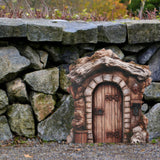 Maxbell Miniature Fairy Garden Door Wooden Garden Statue for Outdoor Lawn Decoration Brown Trunk