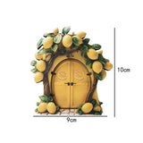 Maxbell Miniature Fairy Garden Door Wooden Garden Statue for Outdoor Lawn Decoration Yellow Lemon