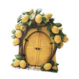 Maxbell Miniature Fairy Garden Door Wooden Garden Statue for Outdoor Lawn Decoration Yellow Lemon