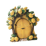 Maxbell Miniature Fairy Garden Door Wooden Garden Statue for Outdoor Lawn Decoration Yellow Lemon