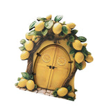 Maxbell Miniature Fairy Garden Door Wooden Garden Statue for Outdoor Lawn Decoration Yellow Lemon