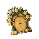 Maxbell Miniature Fairy Garden Door Wooden Garden Statue for Outdoor Lawn Decoration Yellow Lemon