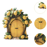 Maxbell Miniature Fairy Garden Door Wooden Garden Statue for Outdoor Lawn Decoration Yellow Lemon
