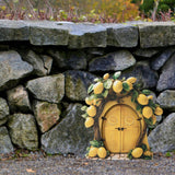 Maxbell Miniature Fairy Garden Door Wooden Garden Statue for Outdoor Lawn Decoration Yellow Lemon