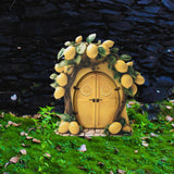 Maxbell Miniature Fairy Garden Door Wooden Garden Statue for Outdoor Lawn Decoration Yellow Lemon
