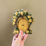 Maxbell Miniature Fairy Garden Door Wooden Garden Statue for Outdoor Lawn Decoration Yellow Lemon
