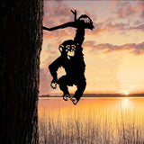 Maxbell Monkey Statue Hanging Tree Art Artwork Yard Silhouette for Lawn Patio