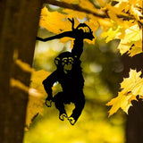 Maxbell Monkey Statue Hanging Tree Art Artwork Yard Silhouette for Lawn Patio