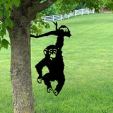 Maxbell Monkey Statue Hanging Tree Art Artwork Yard Silhouette for Lawn Patio