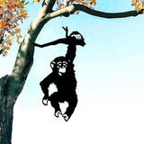 Maxbell Monkey Statue Hanging Tree Art Artwork Yard Silhouette for Lawn Patio