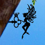 Maxbell Fairy Silhouette Statue Garden Art Sculpture for Patio Fence Roof Mount