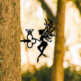 Maxbell Fairy Silhouette Statue Garden Art Sculpture for Patio Fence Roof Mount