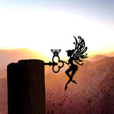 Maxbell Fairy Silhouette Statue Garden Art Sculpture for Patio Fence Roof Mount