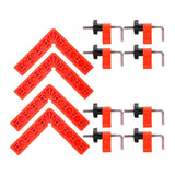 Maxbell 4x 90 Degree Right Angle Clamp Positioning Squares for Drawers DIY Carpenter Red
