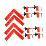 Maxbell 4x 90 Degree Right Angle Clamp Positioning Squares for Drawers DIY Carpenter Red