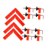 Maxbell 4x 90 Degree Right Angle Clamp Positioning Squares for Drawers DIY Carpenter Red