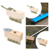 Maxbell Crack Weeder Wire Brush Grout Brush Cleaner for Patio Stones Pavers Driveway with Pointed Handle