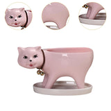 Maxbell Cat Shaped Planter Pot Cactus Cute Kitten Flowerpot for Office Bedroom Table Pink