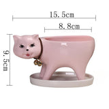 Maxbell Cat Shaped Planter Pot Cactus Cute Kitten Flowerpot for Office Bedroom Table Pink