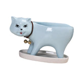 Maxbell Cat Shaped Planter Pot Cactus Cute Kitten Flowerpot for Office Bedroom Table Blue