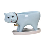 Maxbell Cat Shaped Planter Pot Cactus Cute Kitten Flowerpot for Office Bedroom Table Blue