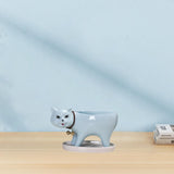 Maxbell Cat Shaped Planter Pot Cactus Cute Kitten Flowerpot for Office Bedroom Table Blue