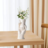 Maxbell Ceramic Vase for Flowers Art Desktop Vase for Housewarming Table Living Room White