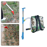 Maxbell Fertilizer Spreader Handheld Corn Vegetables Adjustable Fertilizer Dispenser Blue Stainless Steel