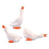 Maxbell 3Pcs Mini Goose Figurines Tiny Goose Statues for Cake Toppers Home Landscape