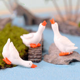 Maxbell 3Pcs Mini Goose Figurines Tiny Goose Statues for Cake Toppers Home Landscape